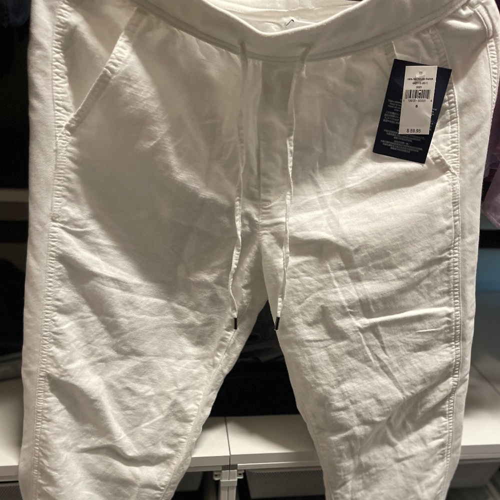 Gap white linen pants joggers Small